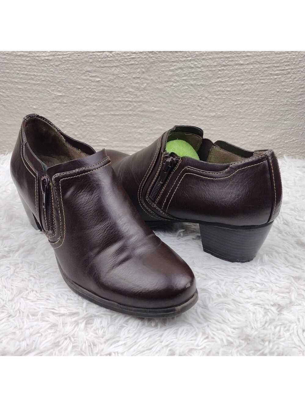 Natural Soul All Thru Comfort Kasta Brown Leather Almond Toe Side Zip Boot Shoe